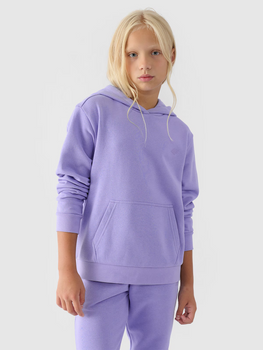 Dievčenská mikina bez prúžkov s kapucňou 4F Junior 4FJWMM00TSWSF1316-32S