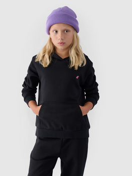 Dievčenská mikina bez prúžkov s kapucňou 4F Junior 4FJWMM00TSWSF1316-20S