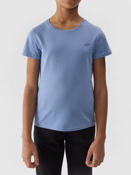 T-shirt bawełniany 100% gładki dziewczęcy 4F Junior